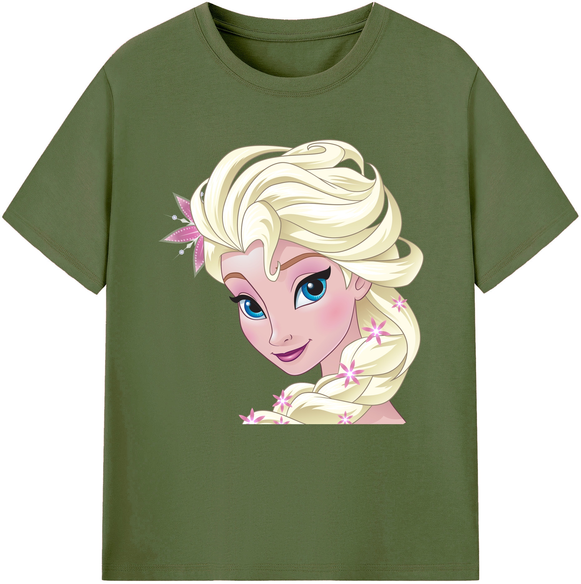 （画像用） アナと雪の女王 アンナ エルサ Frozen Anna Elsa 綿100％半袖Tシャツ（フロントプリント）